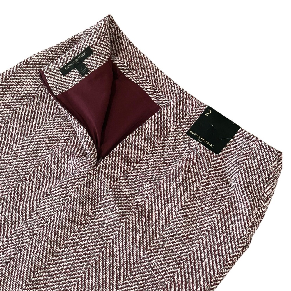 Banana Republic Herringbone Tweed Mini Skirt Wool Blend Dark Academia Preppy